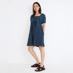 Madewell Blue Patterned Mini Dress